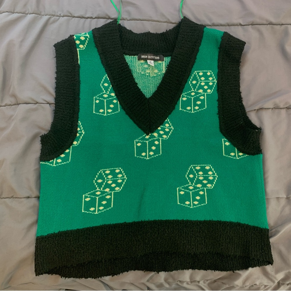 Urban Outfitters green dice boxy vest